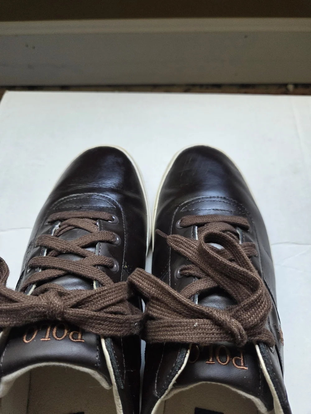 Polo by Ralph Lauren Brown Leather Sneakers with White Soles